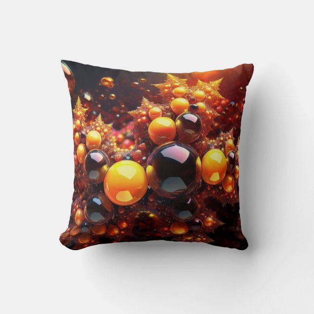 Cojín Decorativo Bolas De Oro Y Fractal (Anverso)
