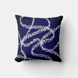 Cojín Decorativo bold abstract art white lines on dark blue 
