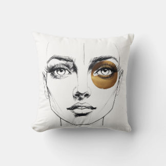 Cojín Decorativo Bold Abstract Female Face with Gold Eye Accent – A