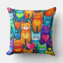 Cojín Decorativo Bold and moody kittens watercolor pattern