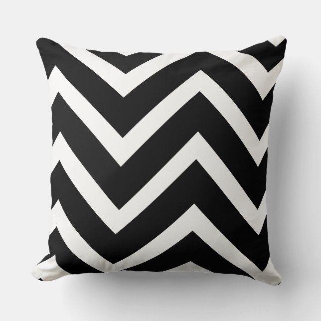 Cojín Decorativo Bold Black White Chevron Geometric Pattern (Anverso)