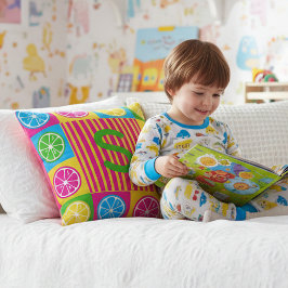 Cojín Decorativo Bold S Initial Citrus Squares Vibrant