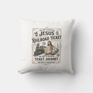 Cojín Decorativo Boleto de Ferrocarril Jesús Viaje Boleto de Ferroc