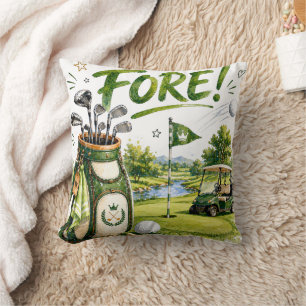 Cojín Decorativo Bolsa de golf y carro con decoración de golfista d