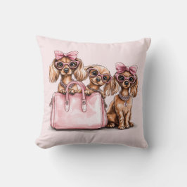Cojín Decorativo Bolsa rosa de los perros Dachshund