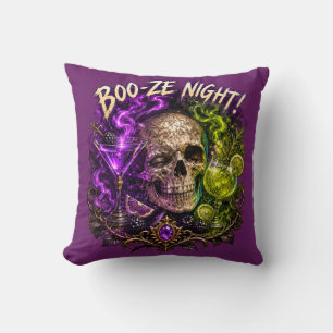 Cojín Decorativo Bolsa tote de cóctel de cráneo gótico Boo Ze Night