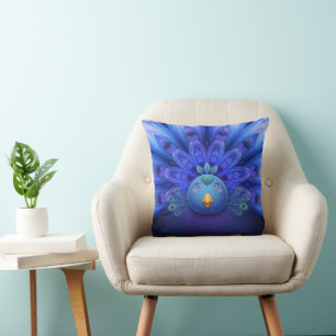 Cojín Decorativo Bolso Mandala de Pavo Real Eléctrico Morado y Azul