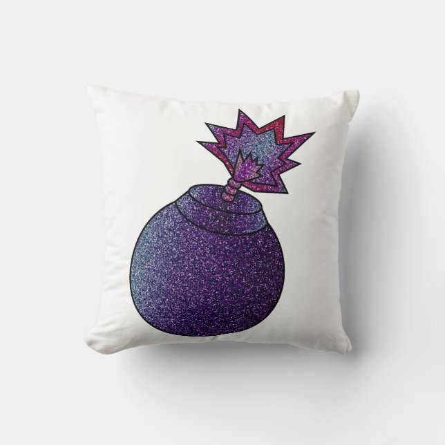 Cojín Decorativo Bomba de galaxia purpurina (Anverso)
