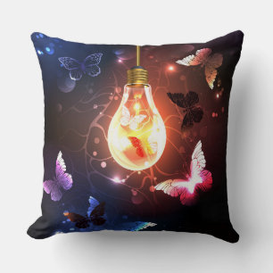 Cojín Decorativo Bombilla brillante con mariposas nocturnas