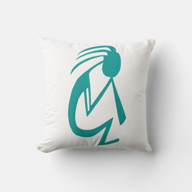 Cojín Decorativo Bonita pintura Verde azulada de Kokopelli (Anverso)