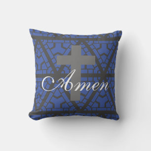 Cojín Decorativo bonito AMÉN con CRUZ en el patrón de diseño