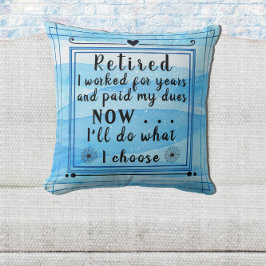 Cojín Decorativo Bonito azul acuarela feliz retiro