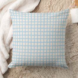 Cojín Decorativo Bonito Azul Plaid Off-White