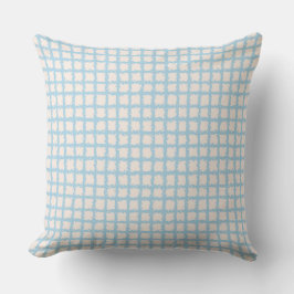 Cojín Decorativo Bonito Azul Plaid Off-White