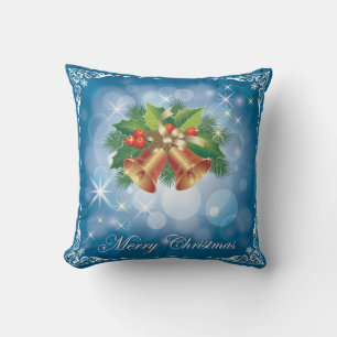 Cojín Decorativo Bonito azul y blanco merry Plaza de Navidad