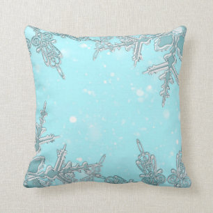 Cojín Decorativo Bonito Blue Winter Wonderland Elegant Snowflakes