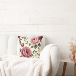 Cojín Decorativo Bonito Borgoña y Rosa Rosa