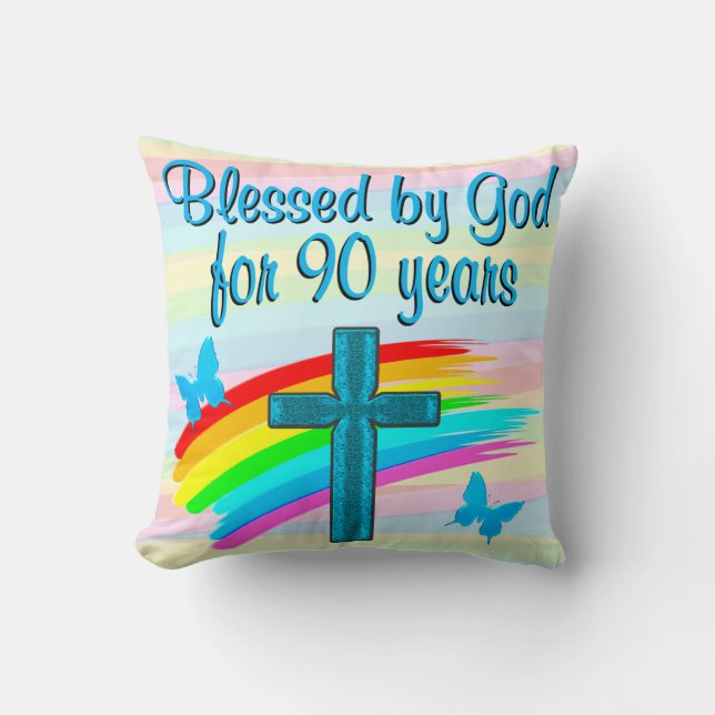 COJÍN DECORATIVO BONITO CRISTIANO 90 CUMPLEAÑOS BLESSINGS PILLOW (Anverso)