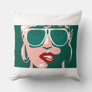 Cojín Decorativo Bonito de arte pop Mujeres gafas de sol pintalabio