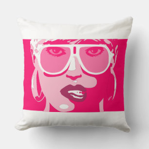 Cojín Decorativo Bonito de arte pop Mujeres gafas de sol pintalabio