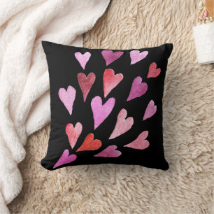 Cojín Decorativo Bonito de corazón rosado negro