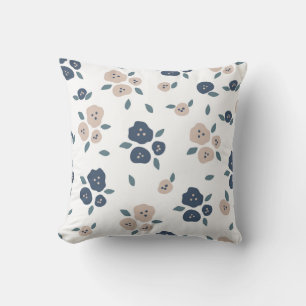 Cojín Decorativo Bonito de granja moderna con floral de Cute Blue T