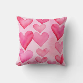 Cojín Decorativo Bonito de patrón cardíaco de color rosa y agua roj