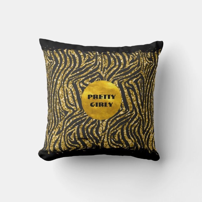 Cojín Decorativo Bonito de presupuesto Girly Faux Gold Purpurina Re (Anverso)