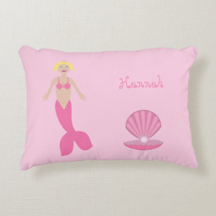 Cojín Decorativo Bonito Fantasía Rosa Mermaid Nombre personalizado