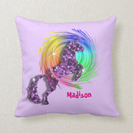 Cojín Decorativo Bonito Fantasy Rainbow Unicorn Personalizado