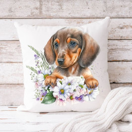 Cojín Decorativo Bonito Floral Dachshund Perro Cachorro
