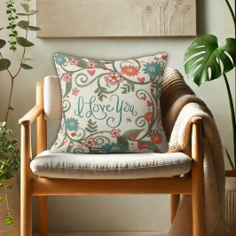 Cojín Decorativo Bonito Floral rosa te amo