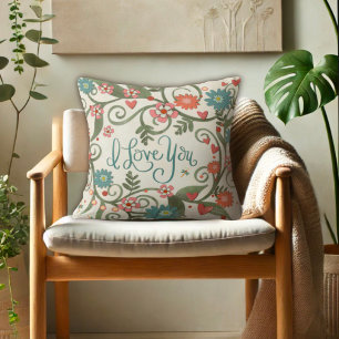 Cojín Decorativo Bonito Floral rosa te amo
