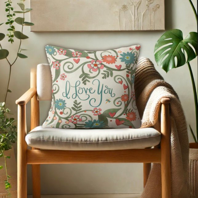 Cojín Decorativo Bonito Floral rosa te amo (Subido por el creador)