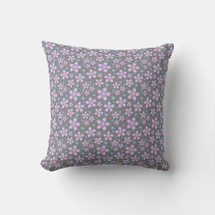 Cojín Decorativo Bonito floral rosa y gris