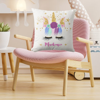 Cojín Decorativo Bonito Floral Unicornio