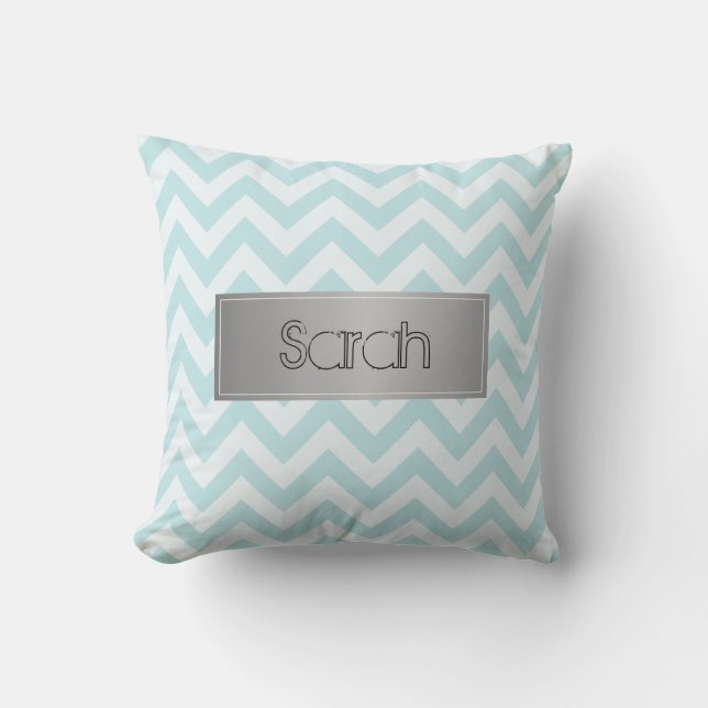 Cojín Decorativo Bonito Fondo Azul Y Blanco, Flores Guay (Anverso)