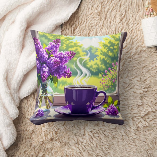 Cojín Decorativo Bonito Lilacs púrpura y café (Manta)