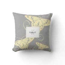 Bonito Mariposa Amarillo En Patrón Gris