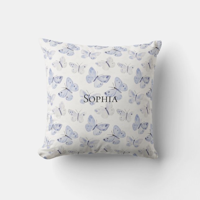 Cojín Decorativo Bonito Mariposas Blancas Púrpuras (Anverso)