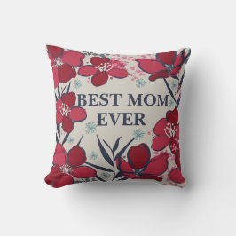 Cojín Decorativo Bonito mejor mamá nunca rojo floral