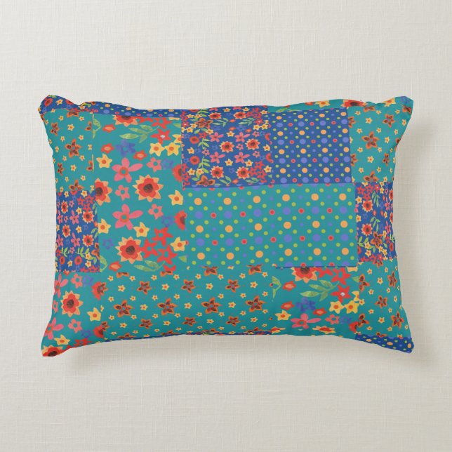 Cojín Decorativo Bonito Nostalgic Faux Patchwork Accent Pillow (Anverso)