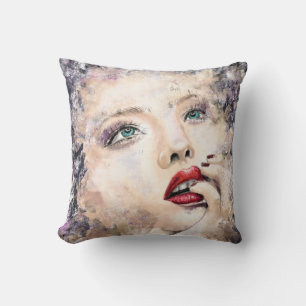 Cojín Decorativo Bonito Ojo Verde Mujer Resumen Pintura Original