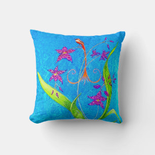 Cojín Decorativo Bonito Pájaro Orquídea Pequeña (Rojo)