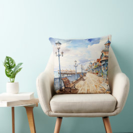COJÍN DECORATIVO BONITO PASTEL WATERCOLOR BOARDWALK AND BEACH