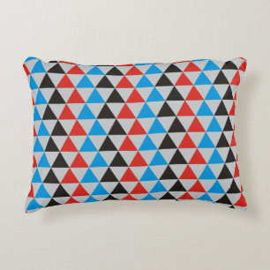 Cojín Decorativo Bonito Patrón de triángulo azul rojo negro + tu id