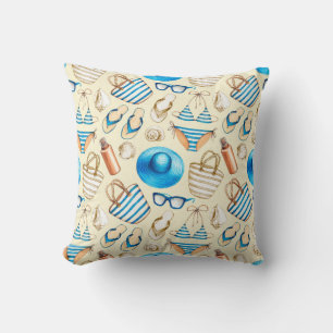 Cojín Decorativo Bonito patrón de verano con gafas, bikini, umbrel