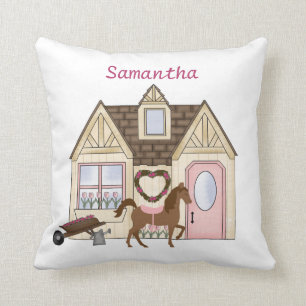 Cojín Decorativo Bonito personalizada Ponies House Horse Pillow