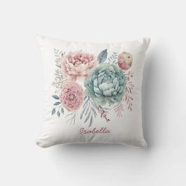 Cojín Decorativo Bonito personalizado acuarela azul turbio rosa