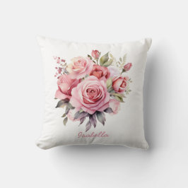 Cojín Decorativo Bonito personalizado Acuarela Rosa Rosa Floral